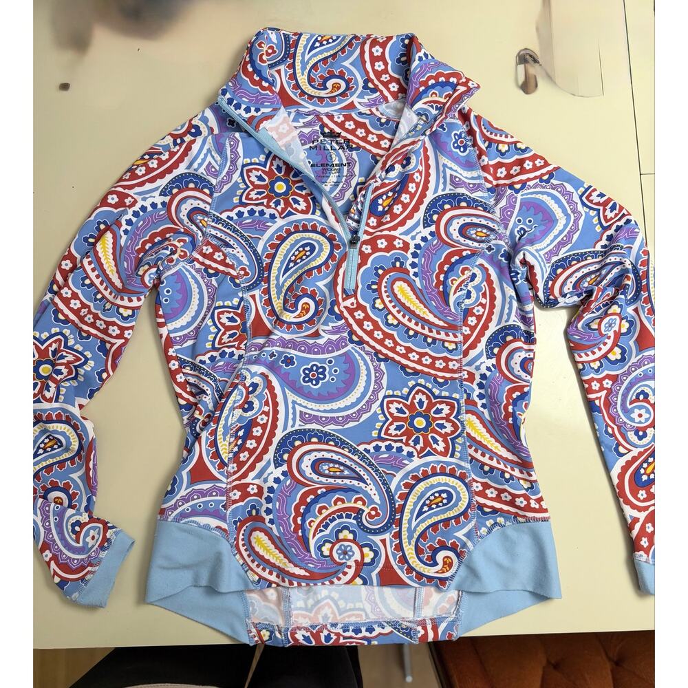 Peter Millar Women’s Small Paisley Quarter Zip Pullover UPF 50 Golf Top Element